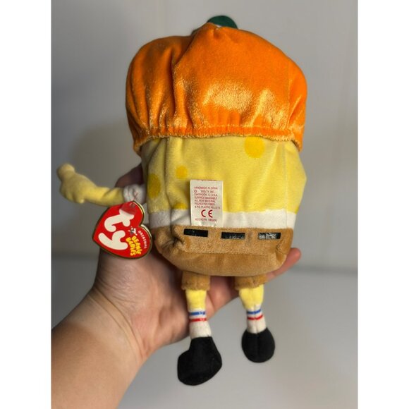 VTG TY Beanie Babies SpongeBob Pumpkinmask 8.5" Beanbag Plush - 2004 Halloween - Picture 4 of 6